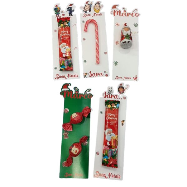 10 LECCA LECCA IN CIOCCOLATO BABBO NATALE SU CARTONCINO CON NOME PERSONALIZZATO BRAWL STAR  GADGET FINE FESTA - immagine 2