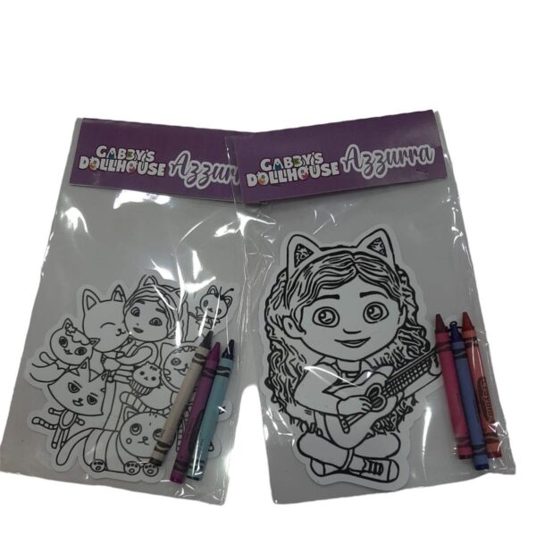10 KIT DISEGNO GABBY LA CASA DELLE BAMBOLE GABBY DOLLHOUSE CON COLORI CRAYOLA PERSONALIZZATI GADGET FINE FESTA