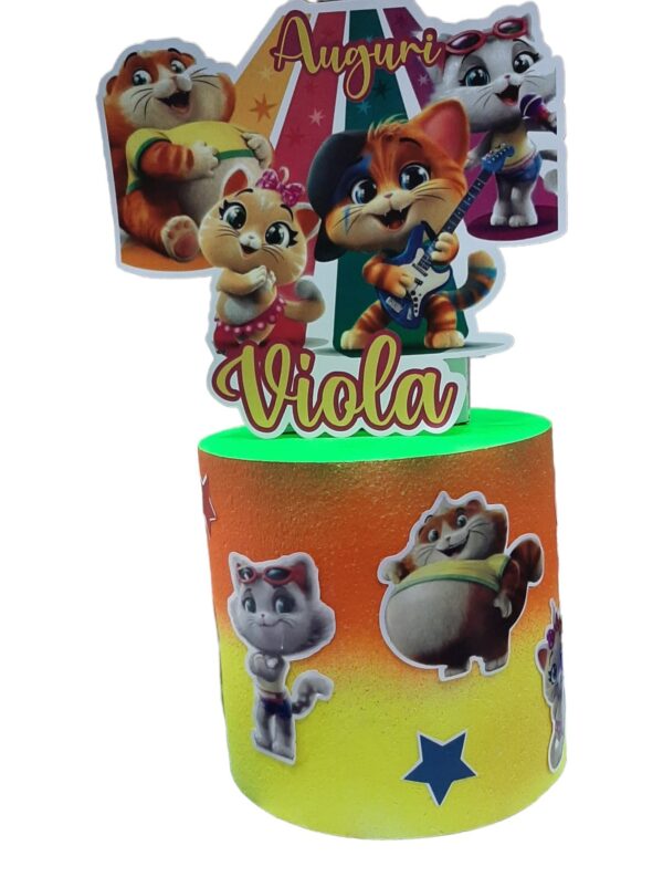 TORTA SCENOGRAFICA PER COMPLEANNO  44 GATTI CON TOPPER PERSONALIZZATO - immagine 2