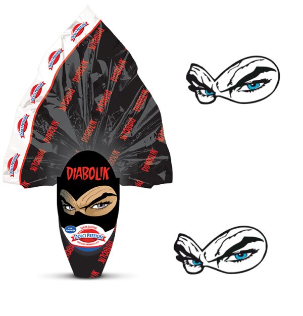DOLCI PREZIOSI UOVO DI PASQUA DIABOLIK CON MAGNETE MASCHERA GR. 320 UOVA CIOCCOLATO LATTE