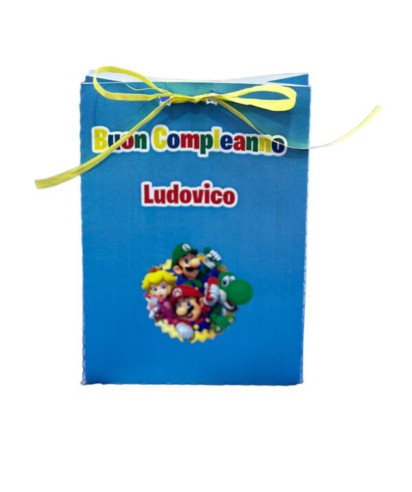 12 Scatole MARIO BROS Modello Shopping Personalizzabili per confetti caramelle - immagine 2
