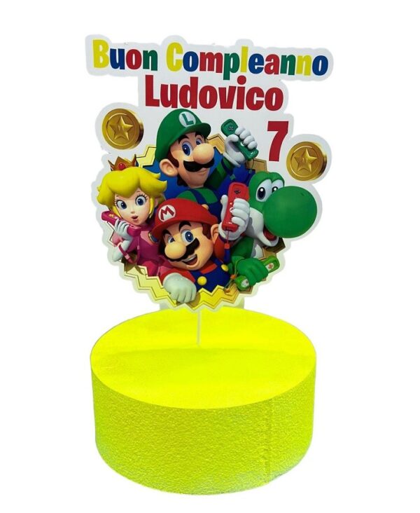 CAKE TOPPER MARIO BROS PARTY PERSONALIZZABILE