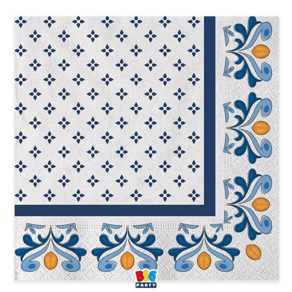 KIT 16 OSPITI COORDINATO TAVOLA CAPRI( 16 piatti dolce,16 piatti piani 16 bicchieri,20 tovaglioli) - immagine 3