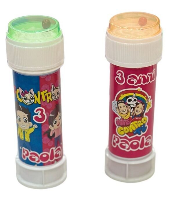 20 BOLLE DI SAPONE TEMA ME CONTRO TE CON  BOLLINO PERSONALIZZATO