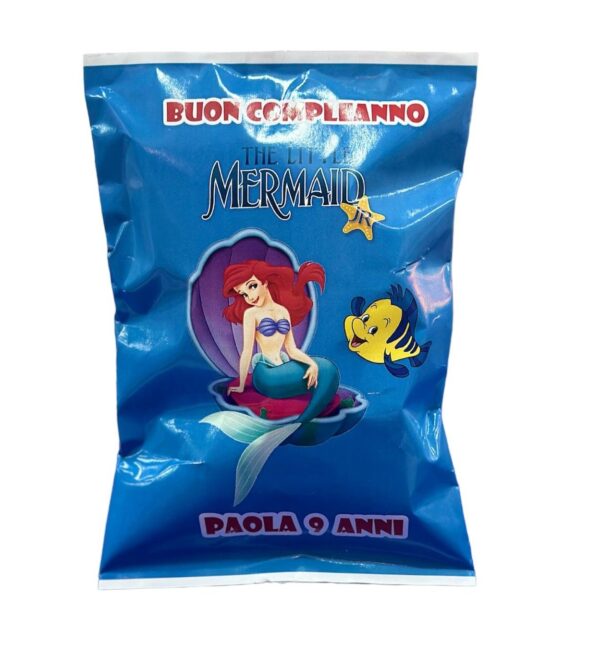 10 BUSTINE DI PATATINE ARIEL SIRENETTA PERSONALIZZATE