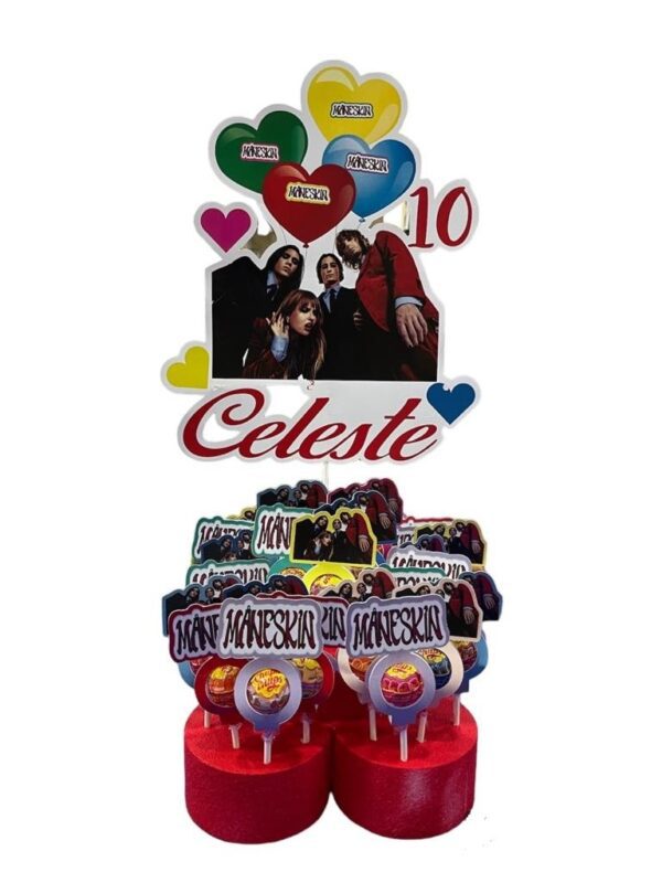 KIT CHUPA CHUPS MANESKIN  CON BASE E TOPPER PERSONALIZZATO
