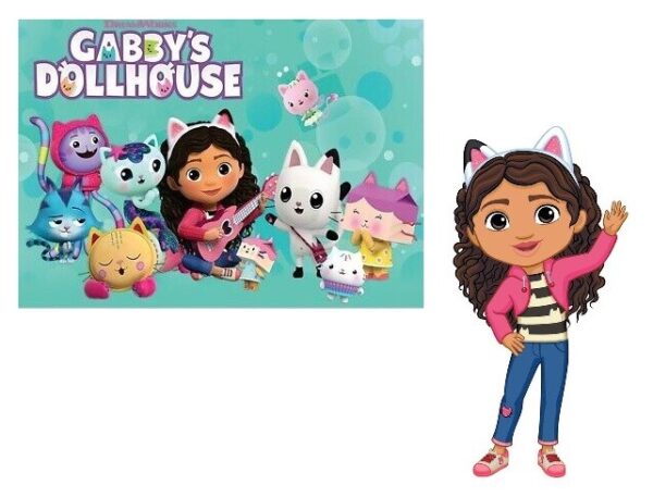 Kit cialda su zucchero  La Casa Delle Bambole di Gabby  ,Gabby Dollhouse con sagoma in poistirolo - immagine 3