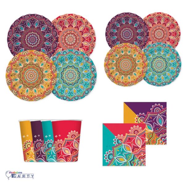 Kit 24 ospiti coordinato tavola Mix Mandala