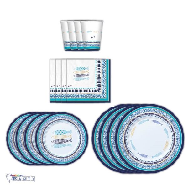 Kit 16  ospiti coordinato tavola Marine