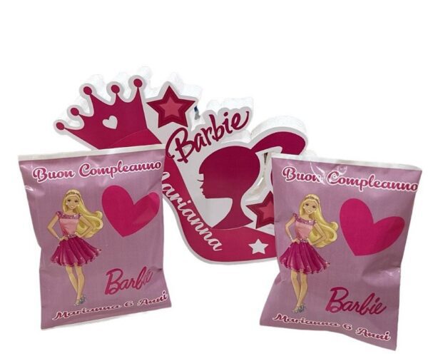 10 Bustine di Patatine Personalizzate Barbie