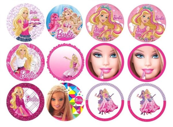 Cialda Su Zucchero Barbie 12 Impronte Per Biscotti Cupcakes