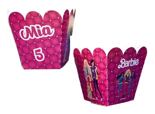 6 Scatole Pop Corn Barbie Personalizzabili per caramelle patatine