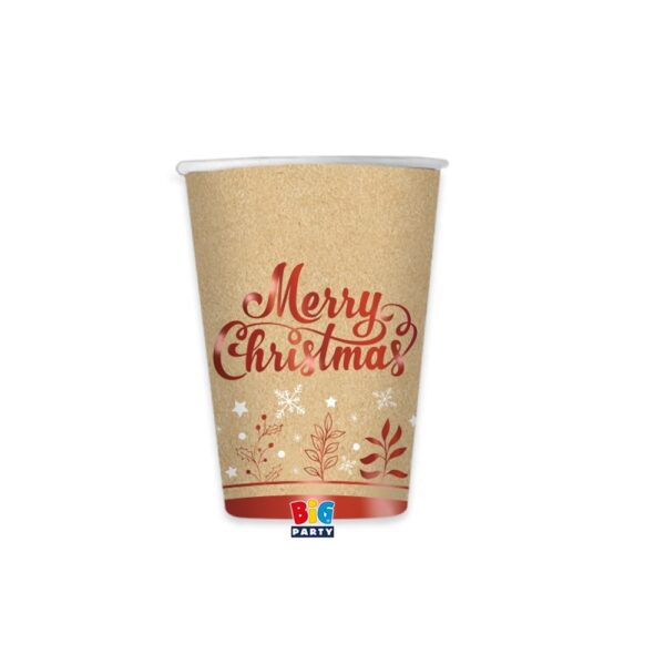 KIT 6 ospiti Natale kraft  Christmas (6piatti piani -6 piatti dolce-6 bicchieri- 16 tovaglioli- 6 sottopiatti) - immagine 4
