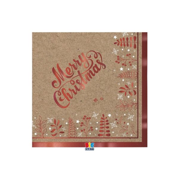 KIT 6 ospiti Natale kraft  Christmas (6piatti piani -6 piatti dolce-6 bicchieri- 16 tovaglioli- 6 sottopiatti) - immagine 5