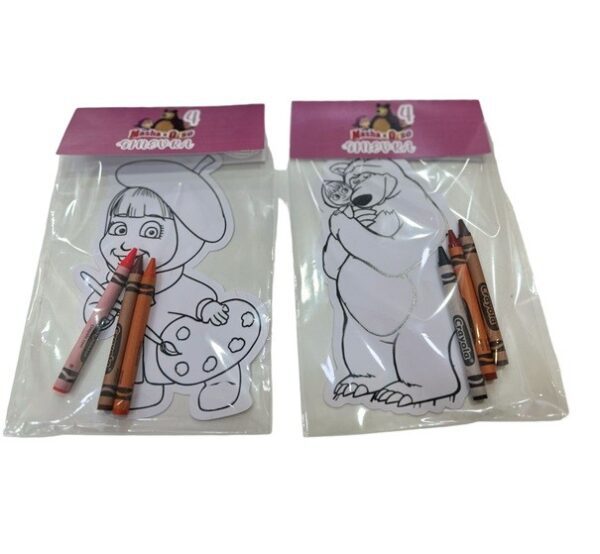 10 Kit Disegno Masha e Orso con colori crayola Personalizzati