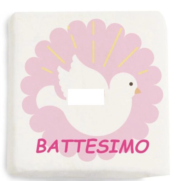 Marshmallow Quadrati con stampa Battesimo Rosa 20pz