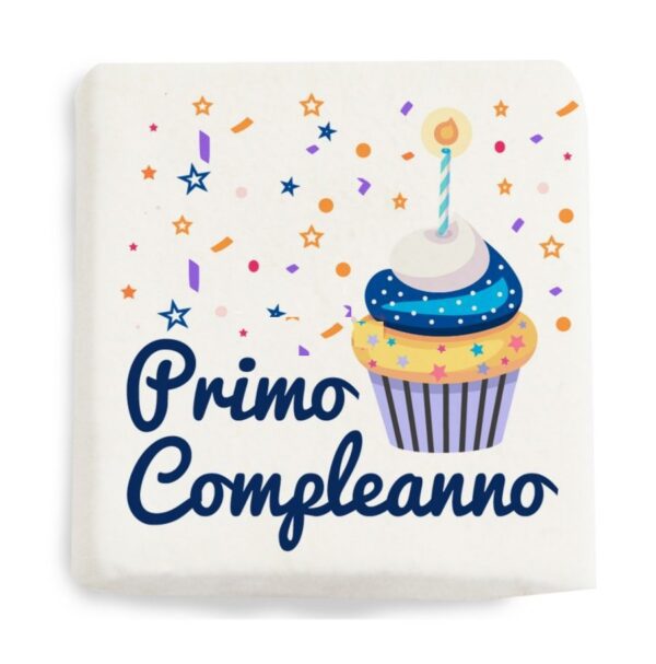 Marshmallow Quadrati con stampa Primo Compleanno Celeste 20pz