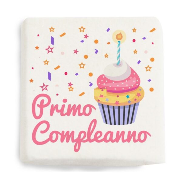 Marshmallow Quadrati con stampa Primo Compleanno Rosa 20pz