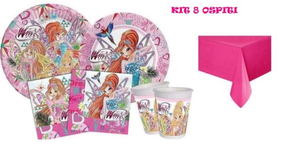 Kit 8 Ospiti Winx TYNIX Coordinato TAVOLA Compleanno
