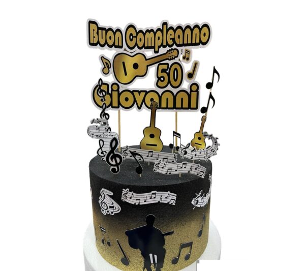 Torta scenografica tema Musica personalizzata con nome ed età in polistirolo