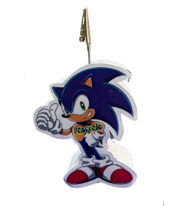 10 Portafoto in polistirolo  con stampa fronatle tema Sonic con nome pesonalizzato