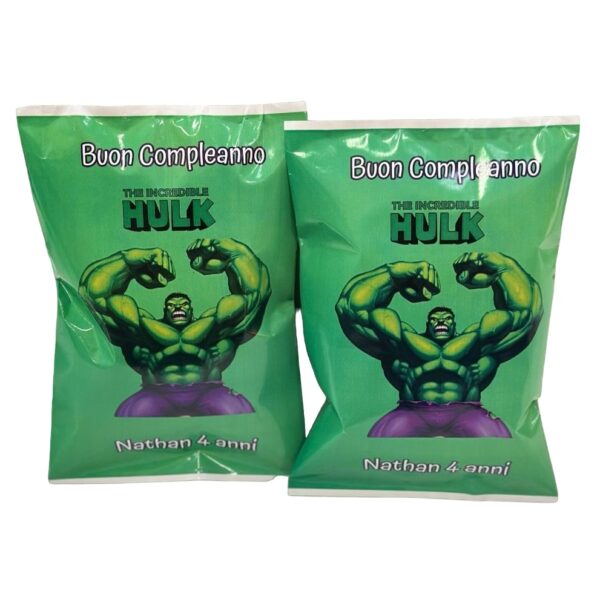 10 Bustine di Patatine Hulk Personalizzate