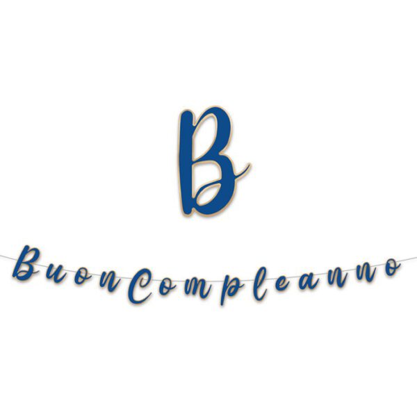Festone Lettere Buon Compleanno Blu e Oro
