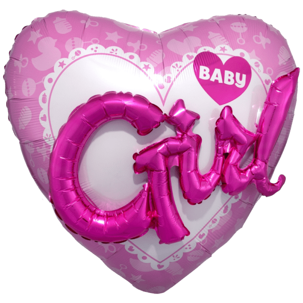Pallone  Mylar  Cuore Baby Girl 3d cm 91* 91
