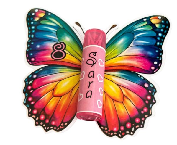 Kit 10 pz Lip Stick personalizzato Con Farfalle multicolor in cartoncino - immagine 2