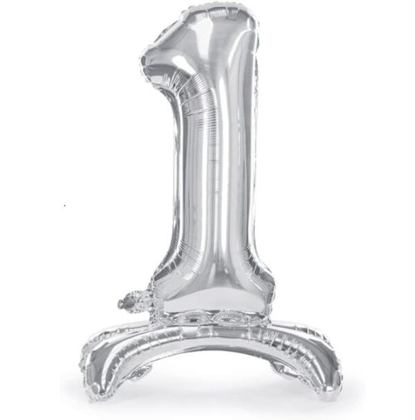 Palloncino Mylar Argento autoportante 40 cm disponibile dallo 0 al 9