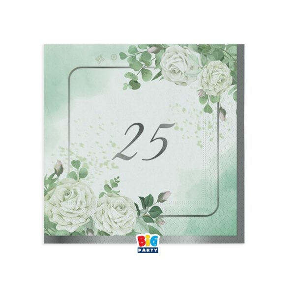 16 Tovaglioli 25 x 25 cm 25 Anni Eucalipto