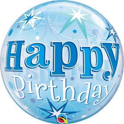 PALLONE BUBBLES QUALATEX HAPPY BIRTHDAY AZZURRO