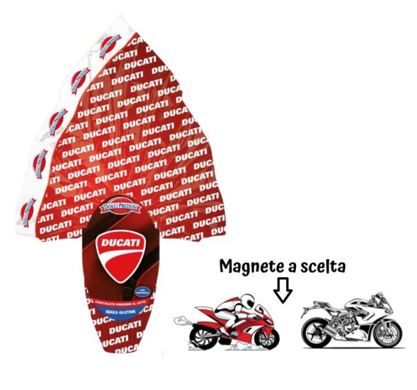 Uovo di Pasqua cioccolato a latte Ducati gr 320 modello a scelta con o senza magnete