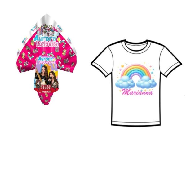 Kit Uovo di Pasqua Aurora e Ludovica gr 250 con T shirt Personalizzata