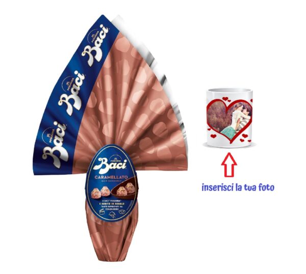 Kit Uovo di Pasqua Baci Perugina Uovo Caramellato alle Mandorle e tazza con immagine personalizzata