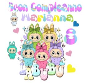 Labubu Cake topper Personalizzabile in Cartoncino Sagomato